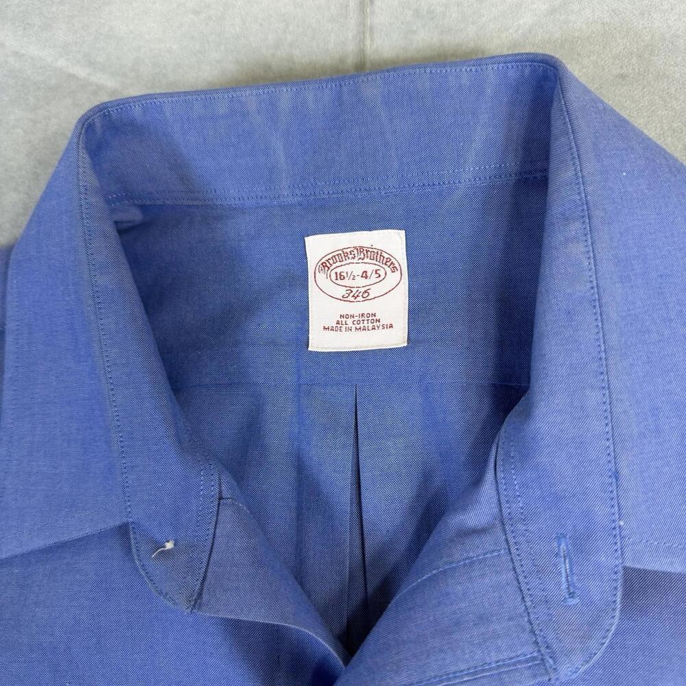 Brooks Brothers Dress Shirt Mens 16.5-4/5 Blue Original Fit Non Iron Button Up - Picture 7 of 7
